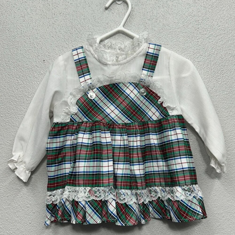 Vintage Plaid Baby Dress 0-3 Months / 3-6 Months Tartan Plaid Union Made